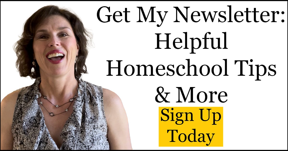 HomeSchool ThinkTank Newsletter (click the image to sign up). An image of Jackie, the founder of HomeSchool ThinkTank. The image says, "Get My Newsletter: Helpful Homeschool Tips & More." The button says, "Sign Up Today".