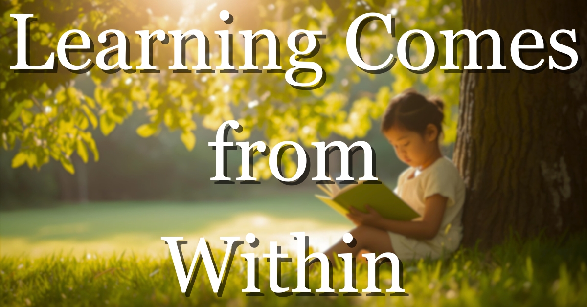 Learning Comes from Within: A child reading under a tree