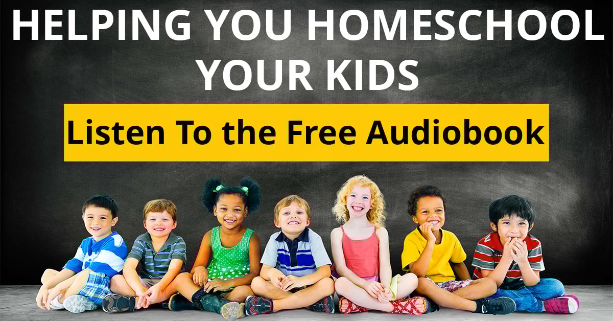 Helping You Homeschool Your Kids: Listen to the Free Audiobook, Think Homeschool (Image of kids sitting in front of a large chalkboard)